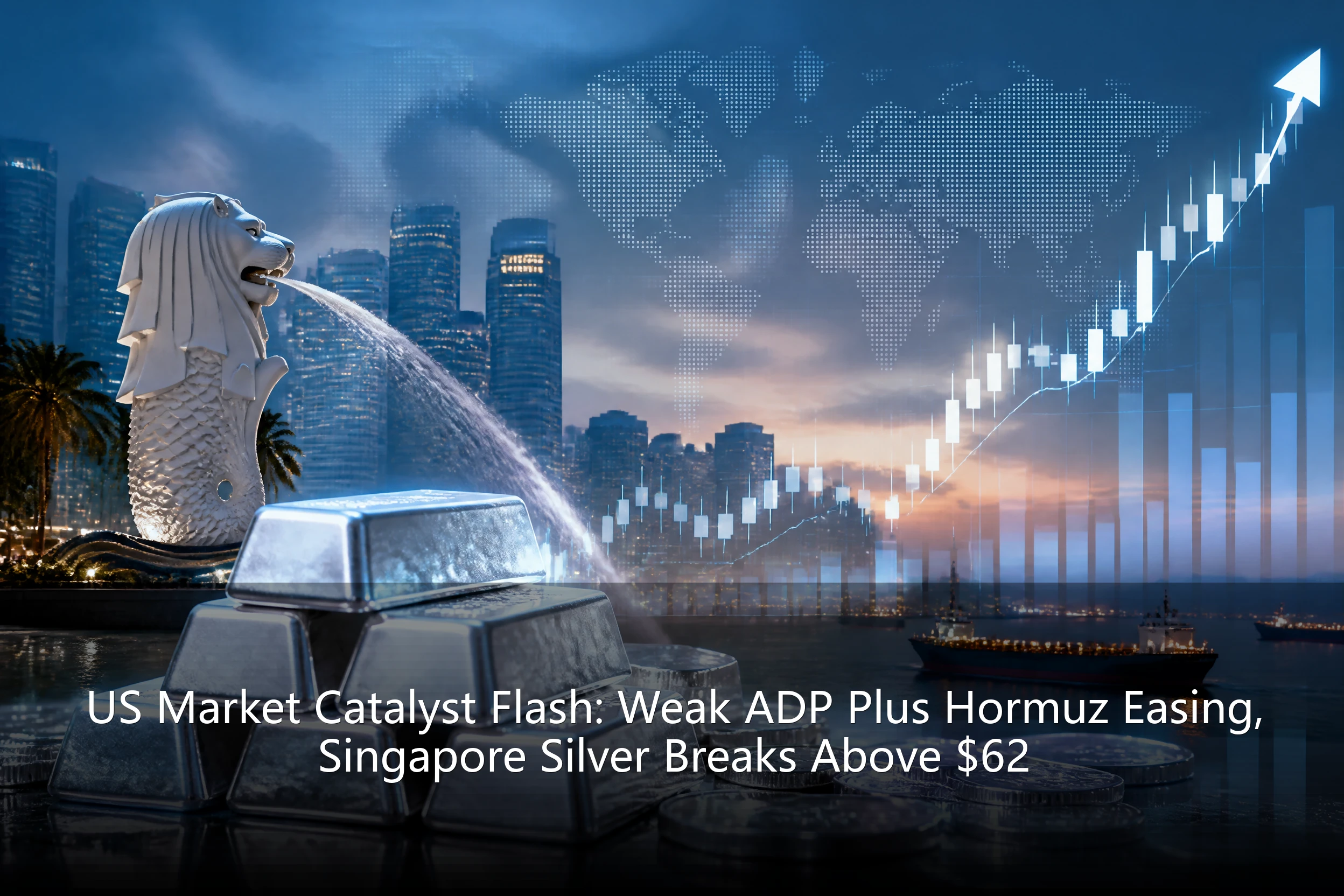 US Market Catalyst Flash: Weak ADP Plus Hormuz Easing, Singapore Silver Breaks Above $62